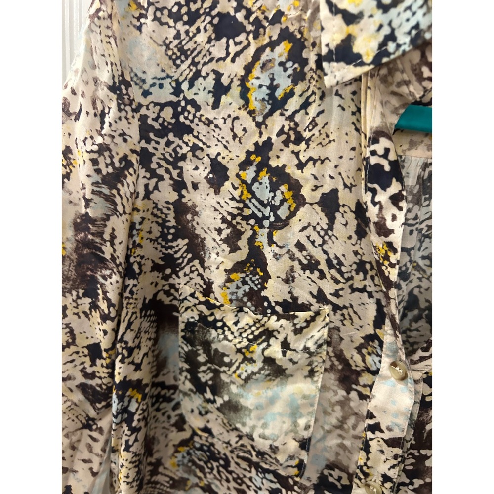 Pilcro Button Down Blouse Multi‎ Abstract Snakeskin Animal Print Top XXS - Picture 4 of 6